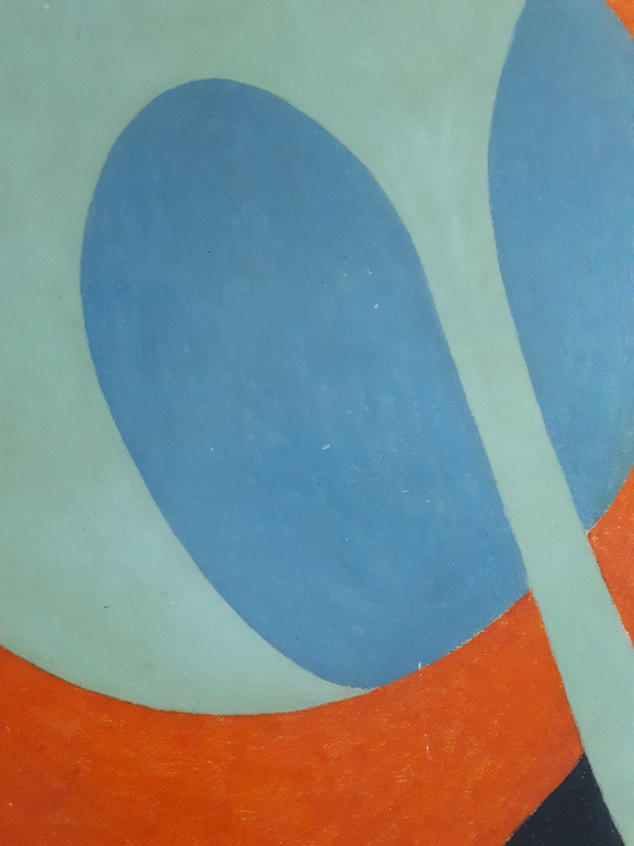 Arlette DE CROUSE (1934-2013) composition abstraite abstrait huile sur papier sur bois-photo-3