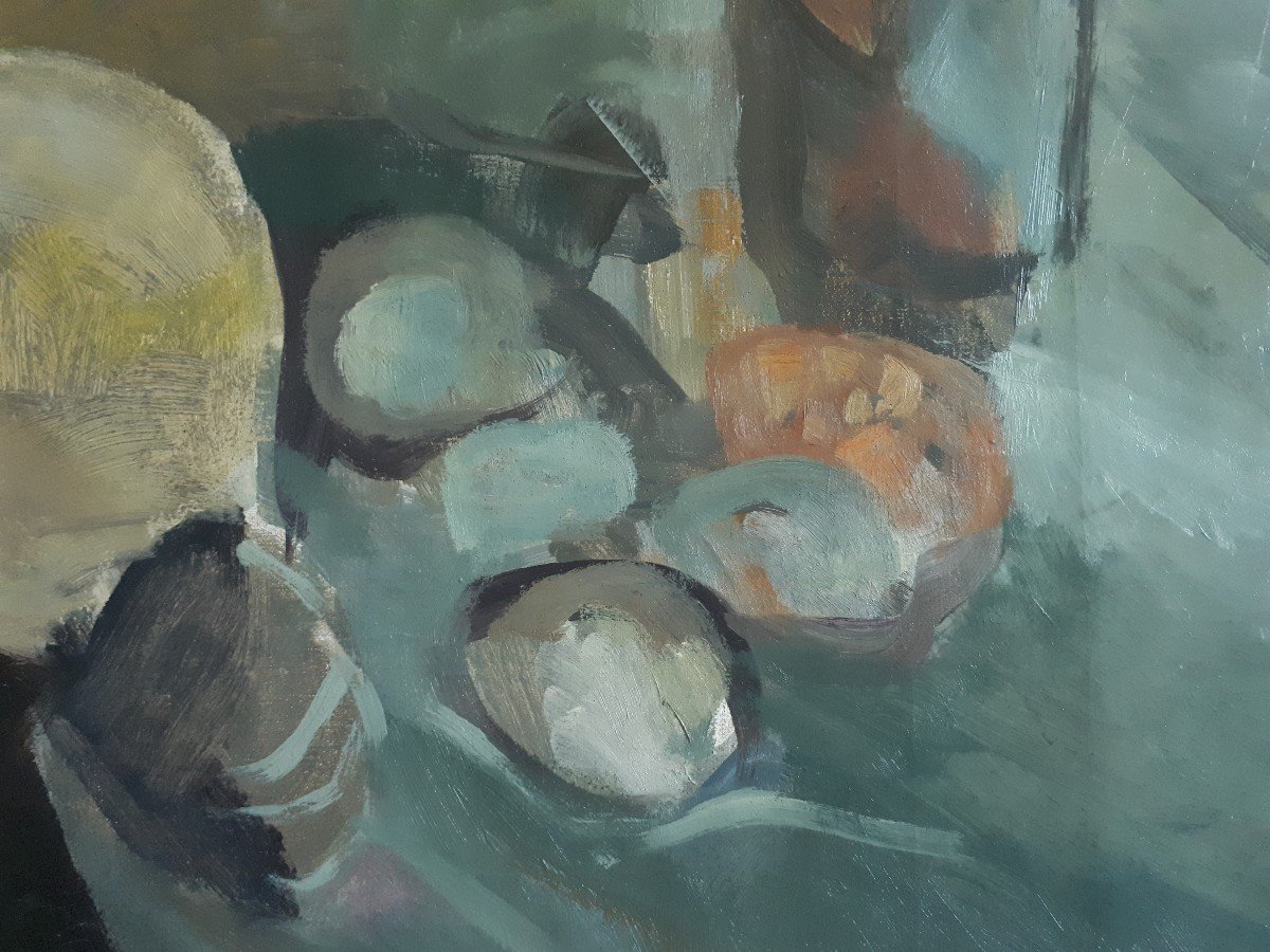 Large Painting Oil On Canvas Still Life Bouquet Of Flowers 1960/1970-photo-5