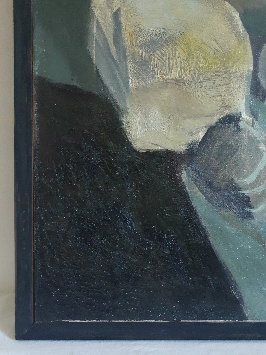Large Painting Oil On Canvas Still Life Bouquet Of Flowers 1960/1970-photo-7