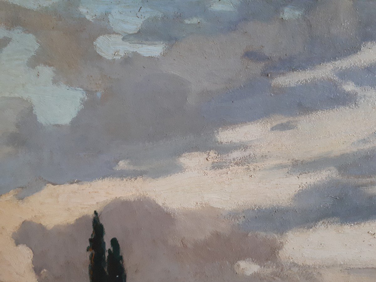 Pierre ROBLIN (XIXème-XXème) huile sur panneau paysage lacustre-photo-6