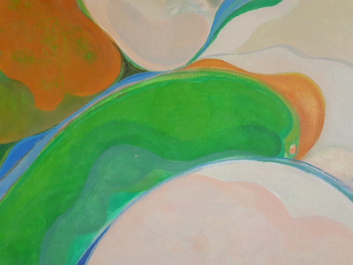 Karin Grotkop Large Oil On Canvas Female Nude Abstract 1973-photo-5
