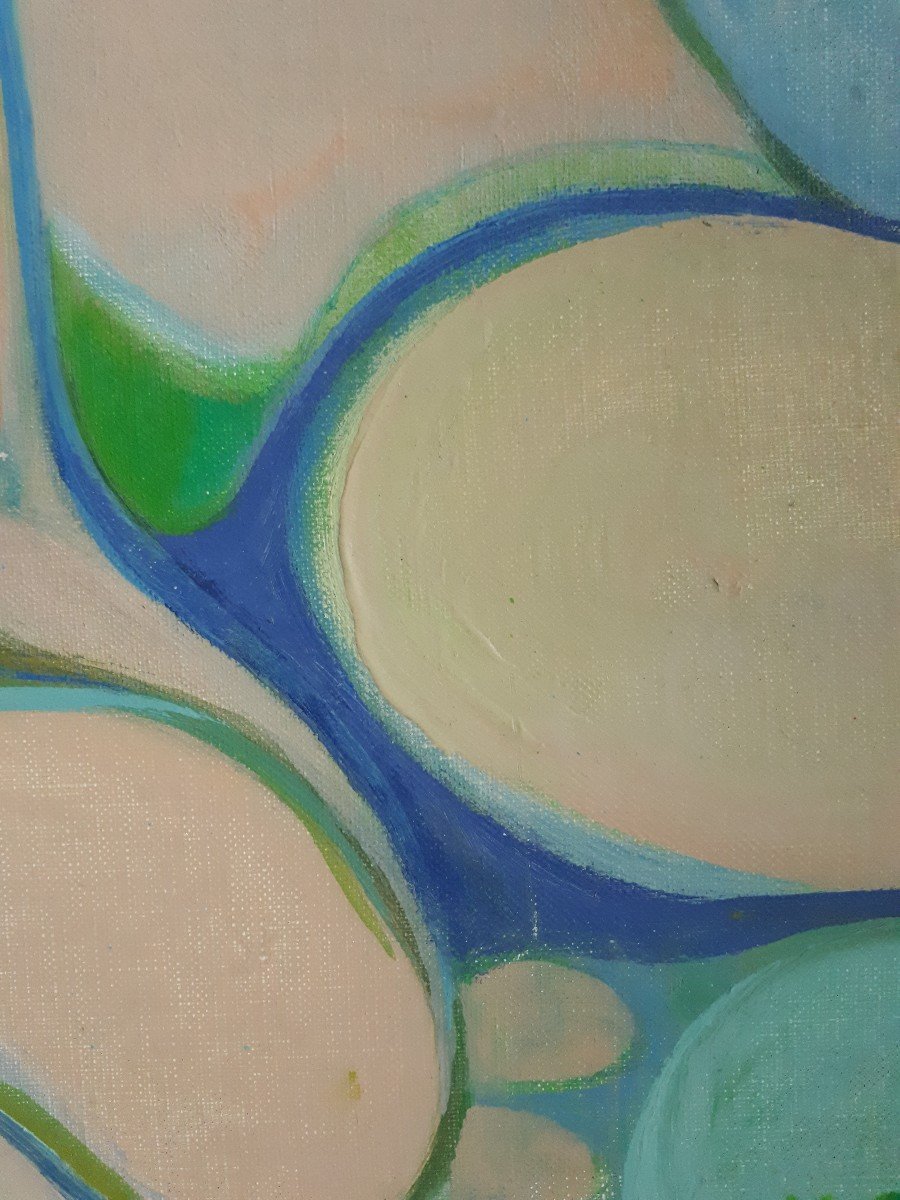 Karin Grotkop Large Oil On Canvas Female Nude Abstract 1973-photo-6