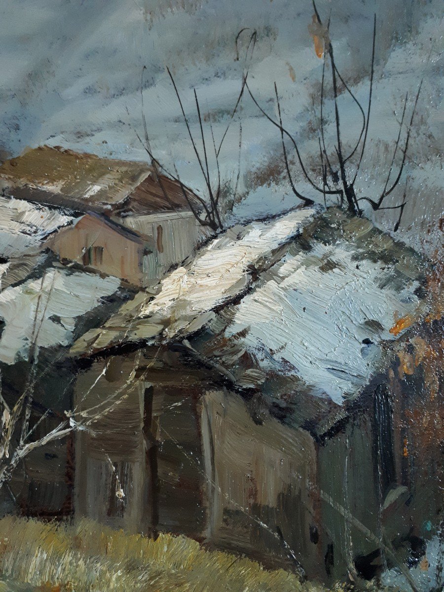 Arturo Bonanomi (1920-2010) Sueglio Village Lombardy Italy Oil On Panel-photo-6