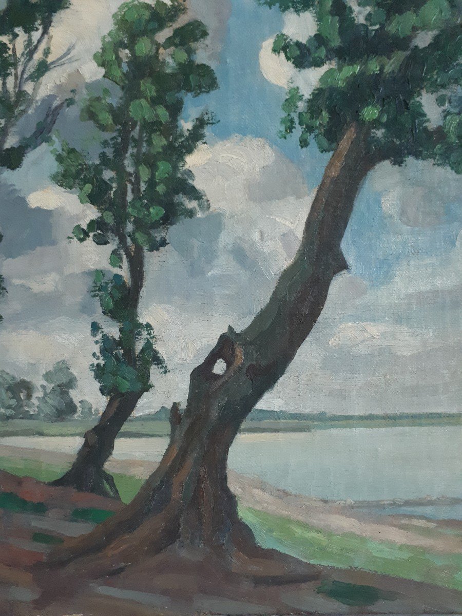 Francis Jary Pond Of Saint-quentin Yvelines Oil On Canvas 1943-photo-3
