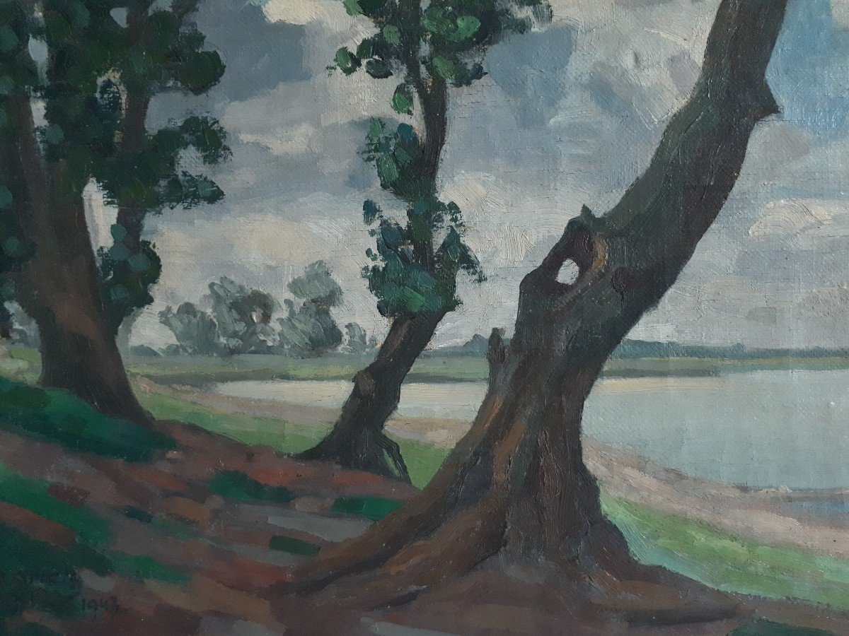 Francis Jary Pond Of Saint-quentin Yvelines Oil On Canvas 1943-photo-1