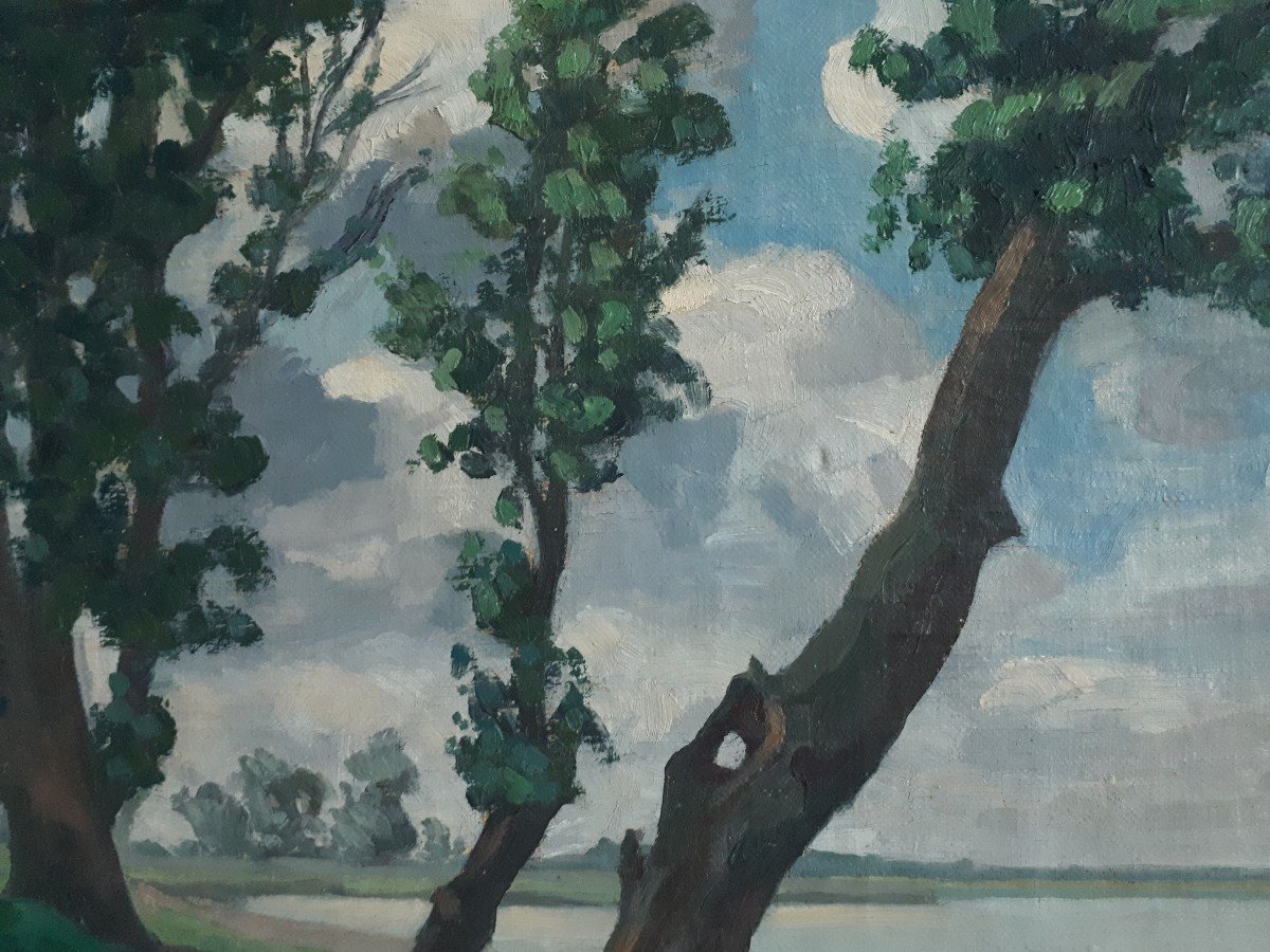 Francis Jary Pond Of Saint-quentin Yvelines Oil On Canvas 1943-photo-2
