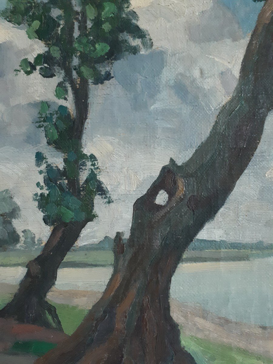Francis Jary Pond Of Saint-quentin Yvelines Oil On Canvas 1943-photo-4