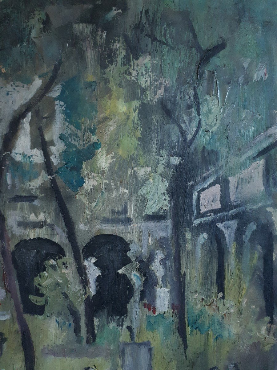 Christian DYR - Jardin du palais Saint-Pierre Lyon - huile sur panneau-photo-1