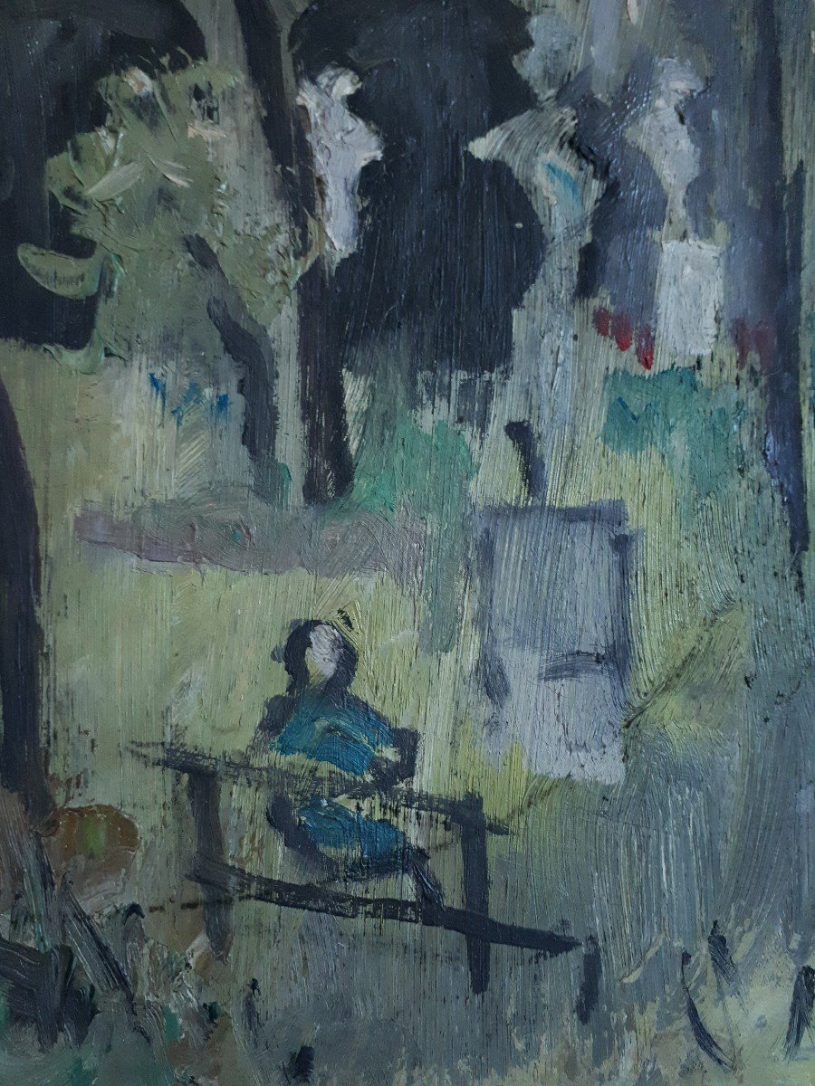 Christian DYR - Jardin du palais Saint-Pierre Lyon - huile sur panneau-photo-3