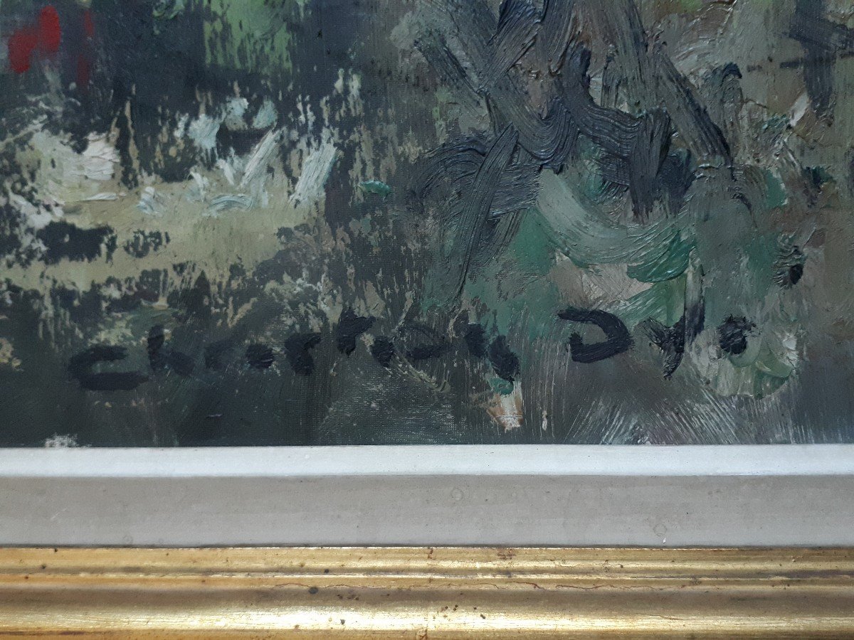 Christian DYR - Jardin du palais Saint-Pierre Lyon - huile sur panneau-photo-7
