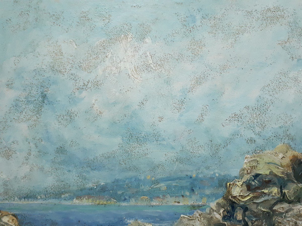 Robert BELGRAND (1901-1982) huile sur panneau vue de Nice 1933-photo-4