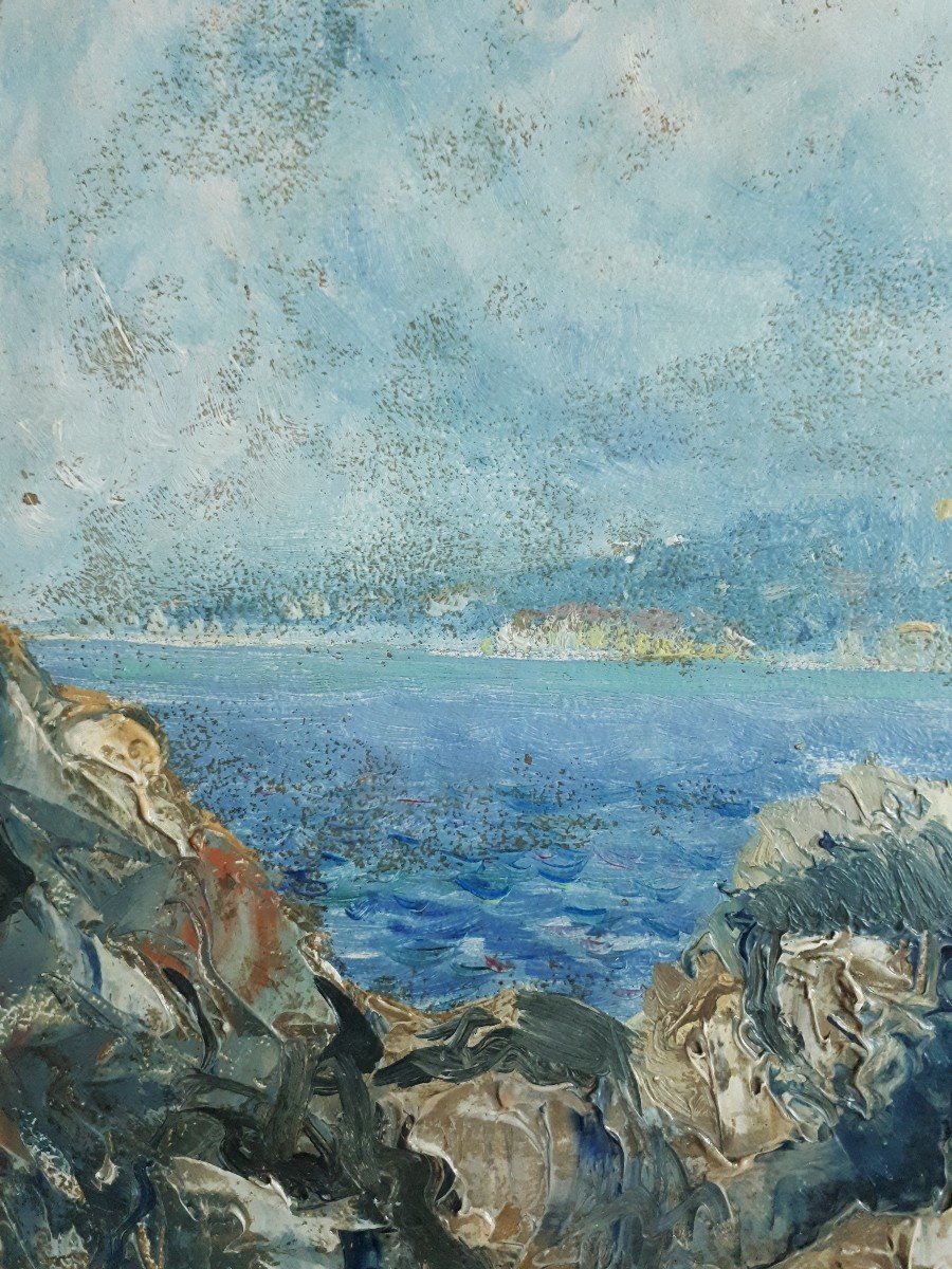 Robert BELGRAND (1901-1982) huile sur panneau vue de Nice 1933-photo-3