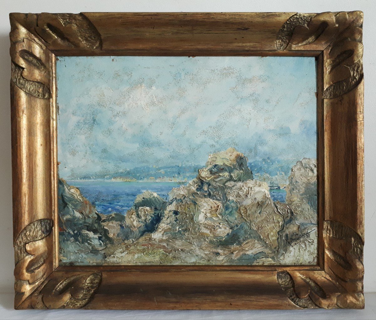 Robert BELGRAND (1901-1982) huile sur panneau vue de Nice 1933