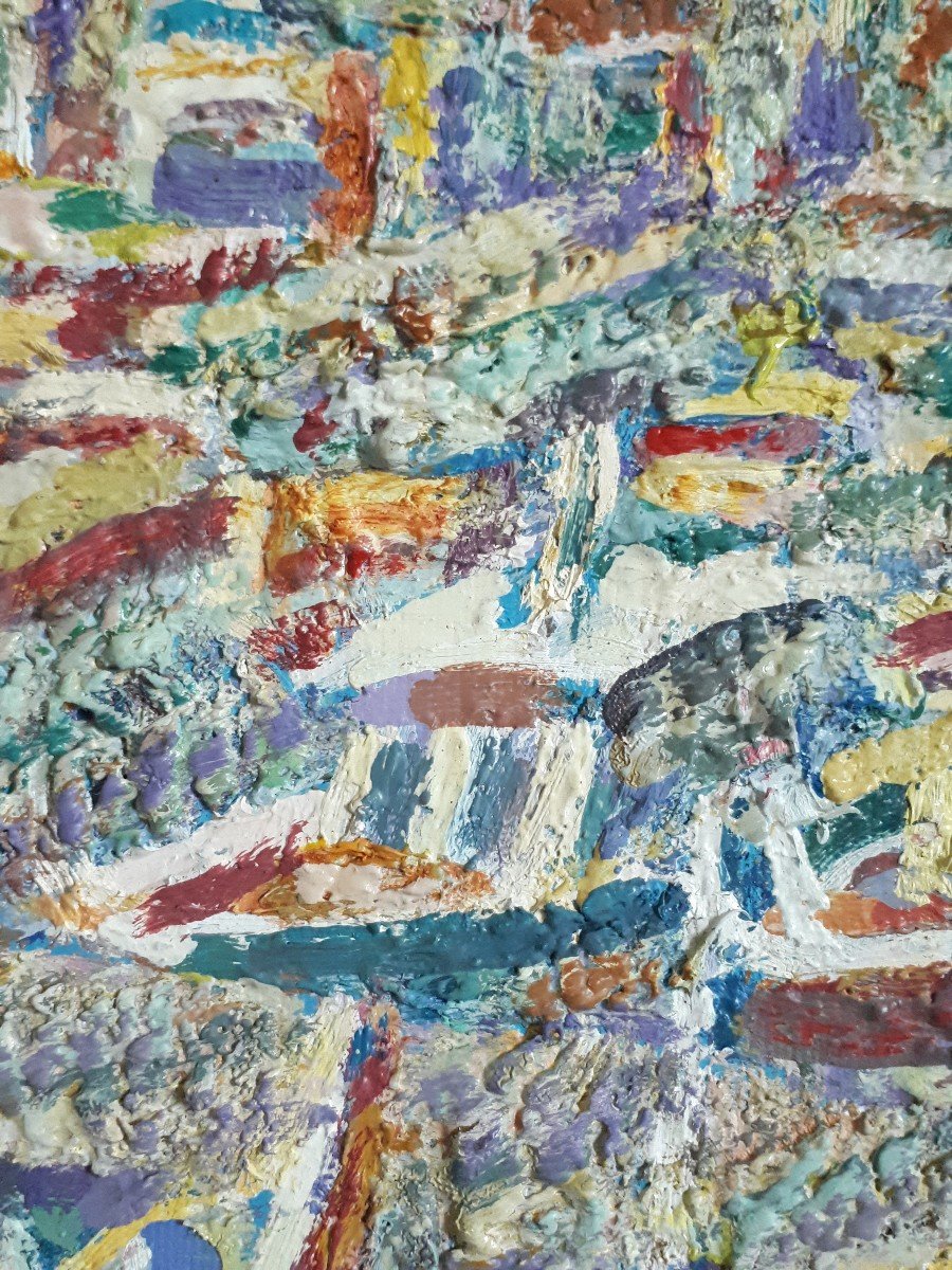 Mario Passarelli (born In 1930) Agay Le Port Mediterranean Provençal Landscape Oil On Canvas-photo-6