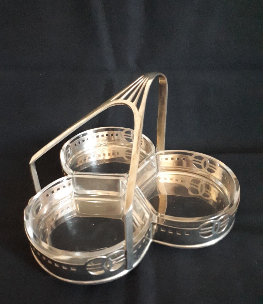 Wmf Hors d'Oeuvres Dish In Silver Plated Metal And Glass 1910-photo-4