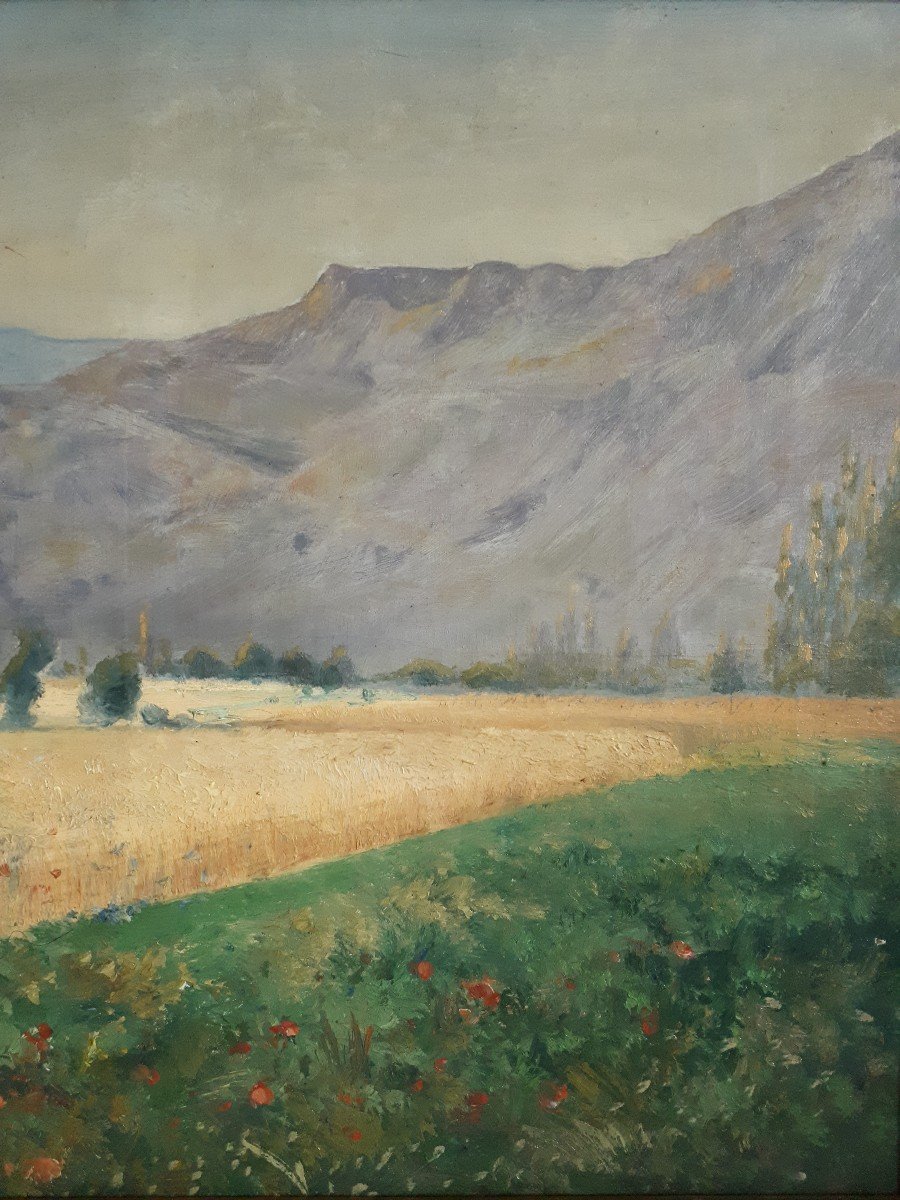 Huile sur toile paysage de campagne J. LAURENT fin 19ème début 20ème-photo-1