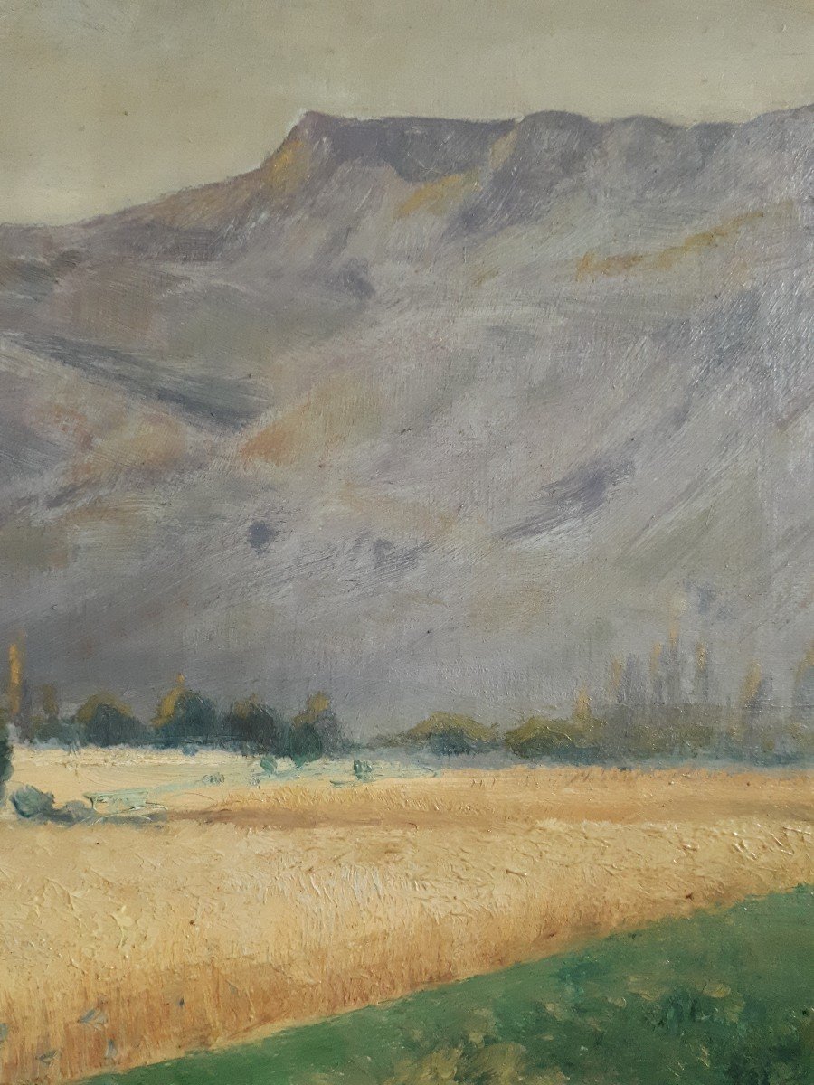 Huile sur toile paysage de campagne J. LAURENT fin 19ème début 20ème-photo-4