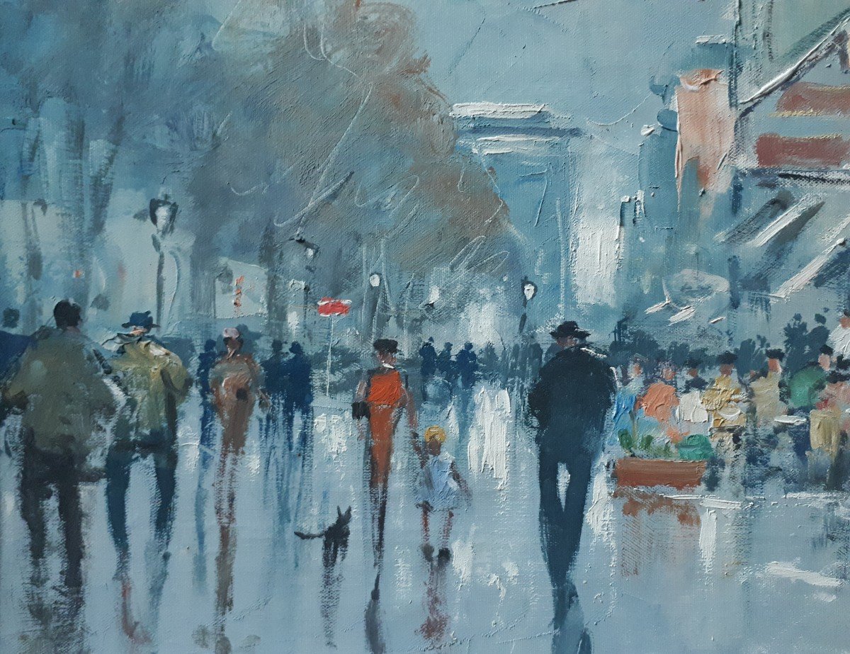 Gerhard COHN ROEMERS (1900-1965) vue de Paris Les Champs Elysées huile sur toile-photo-4