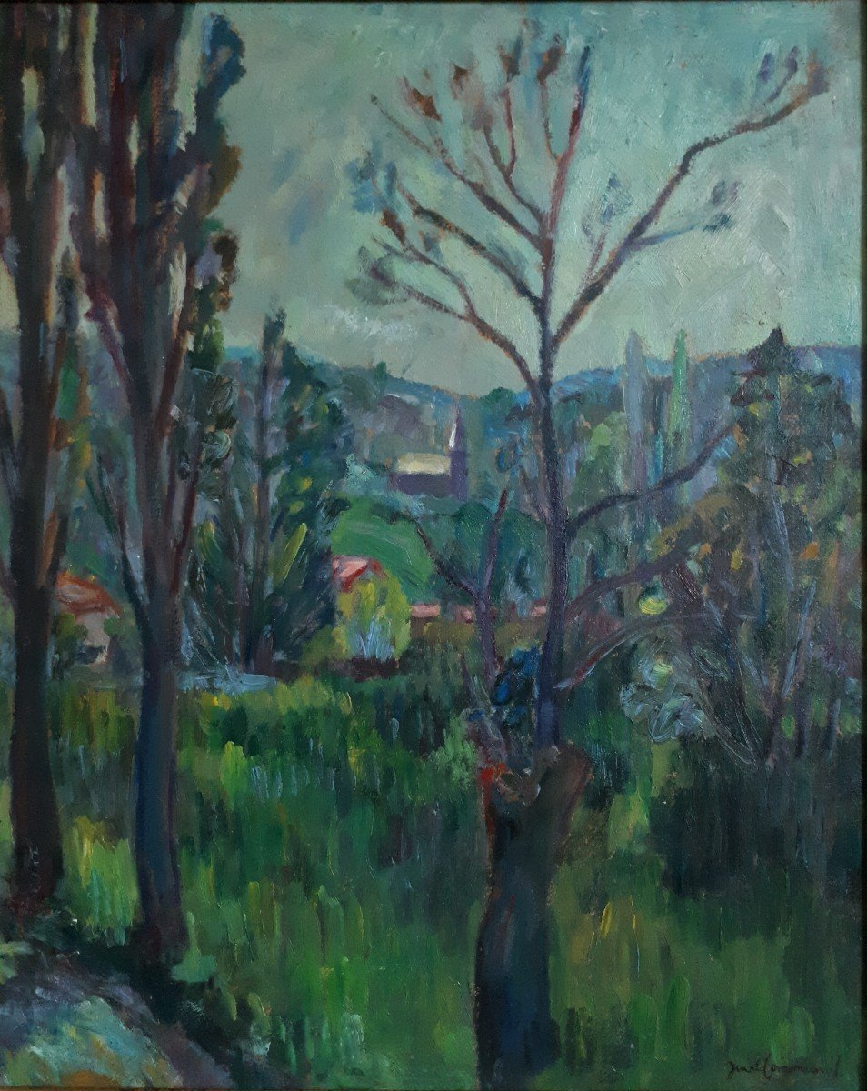 Jean COMMUNAL (1911-1982) paysage près de Chambéry Savoie huile sur panneau 1944-photo-2