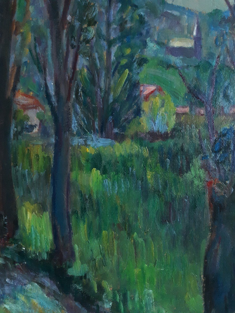 Jean COMMUNAL (1911-1982) paysage près de Chambéry Savoie huile sur panneau 1944-photo-4