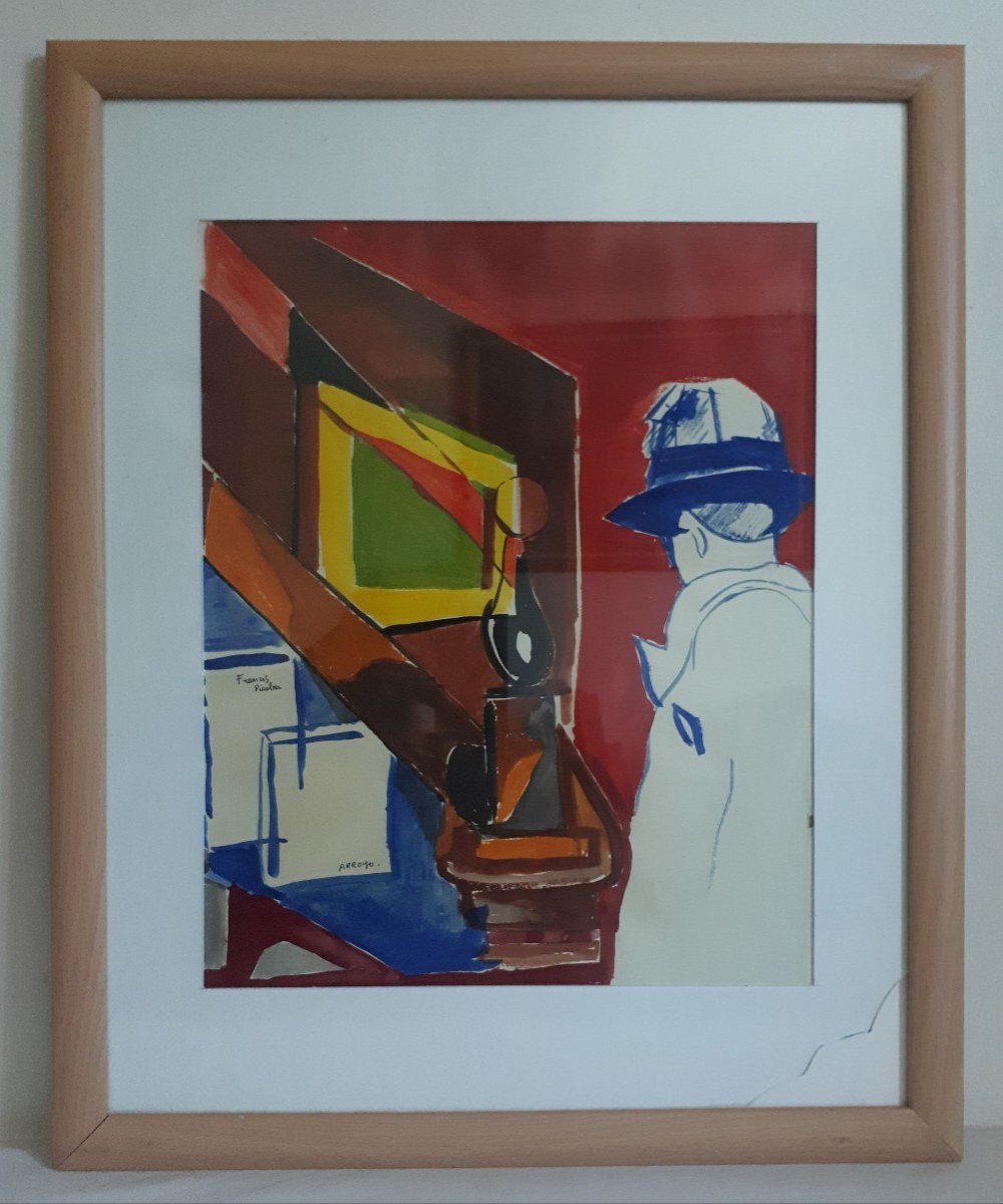 T. Delannoy - Arroyo And Picabia Exhibit - Watercolor-photo-2