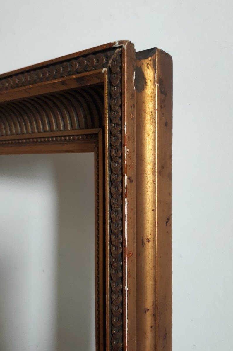 Cadre à canaux en bois doré 19ème pour tableau 30,5 X 23  cm-photo-2