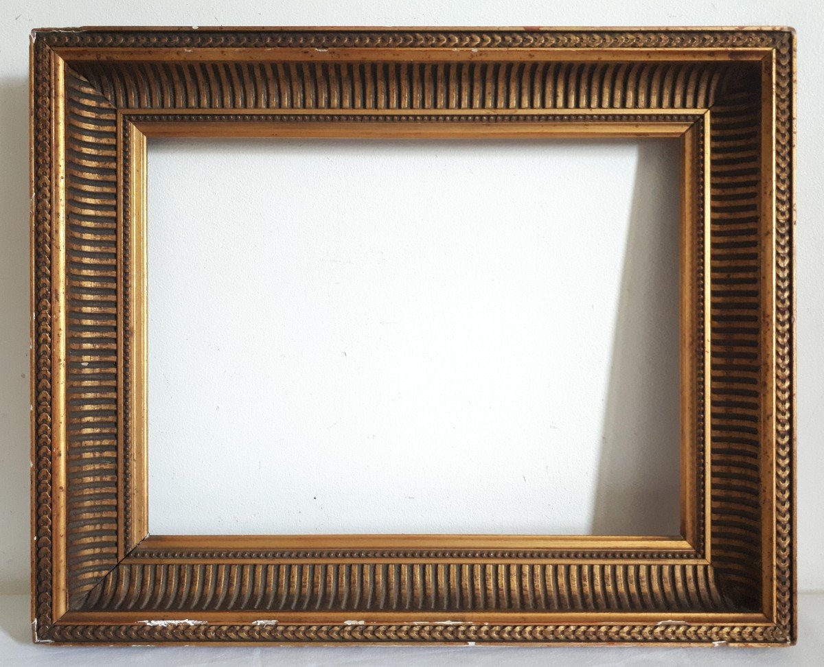 Cadre à canaux en bois doré 19ème pour tableau 30,5 X 23  cm