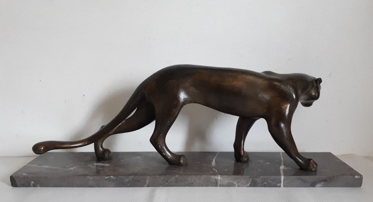 Panther Sculpture In Regula Marti Font 1930 Art Deco-photo-4