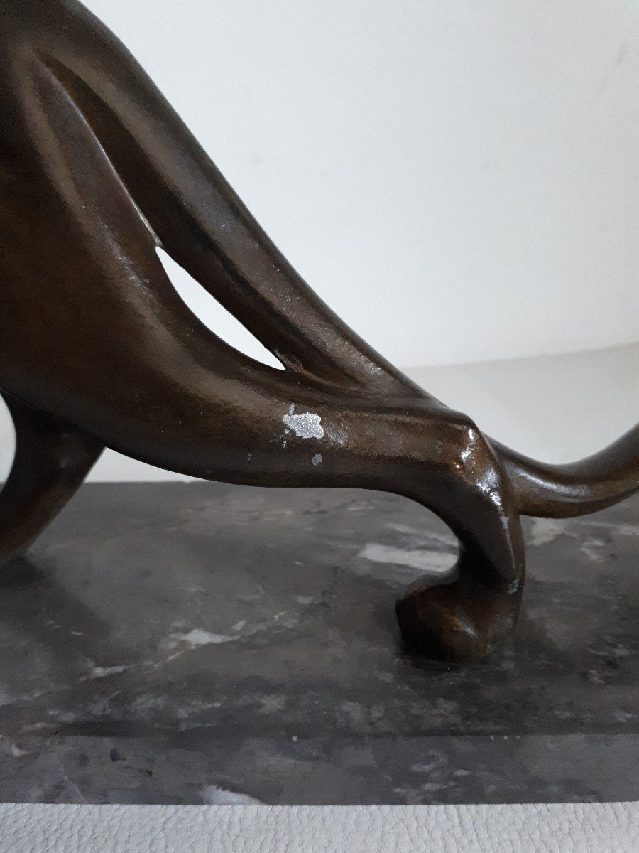 Panther Sculpture In Regula Marti Font 1930 Art Deco-photo-4