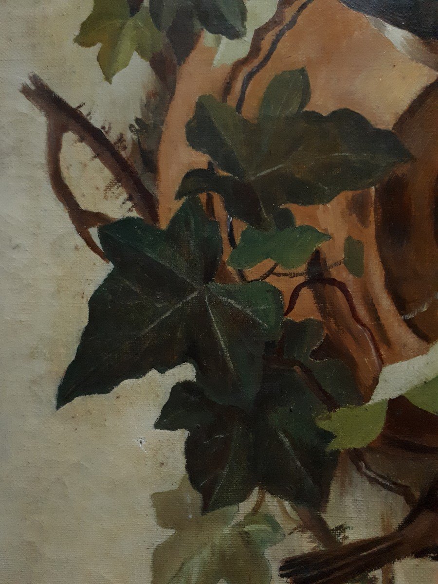 Animal Painting Oil On Canvas Nest Of Baby Birds 19th Signed Dated 1887-photo-1