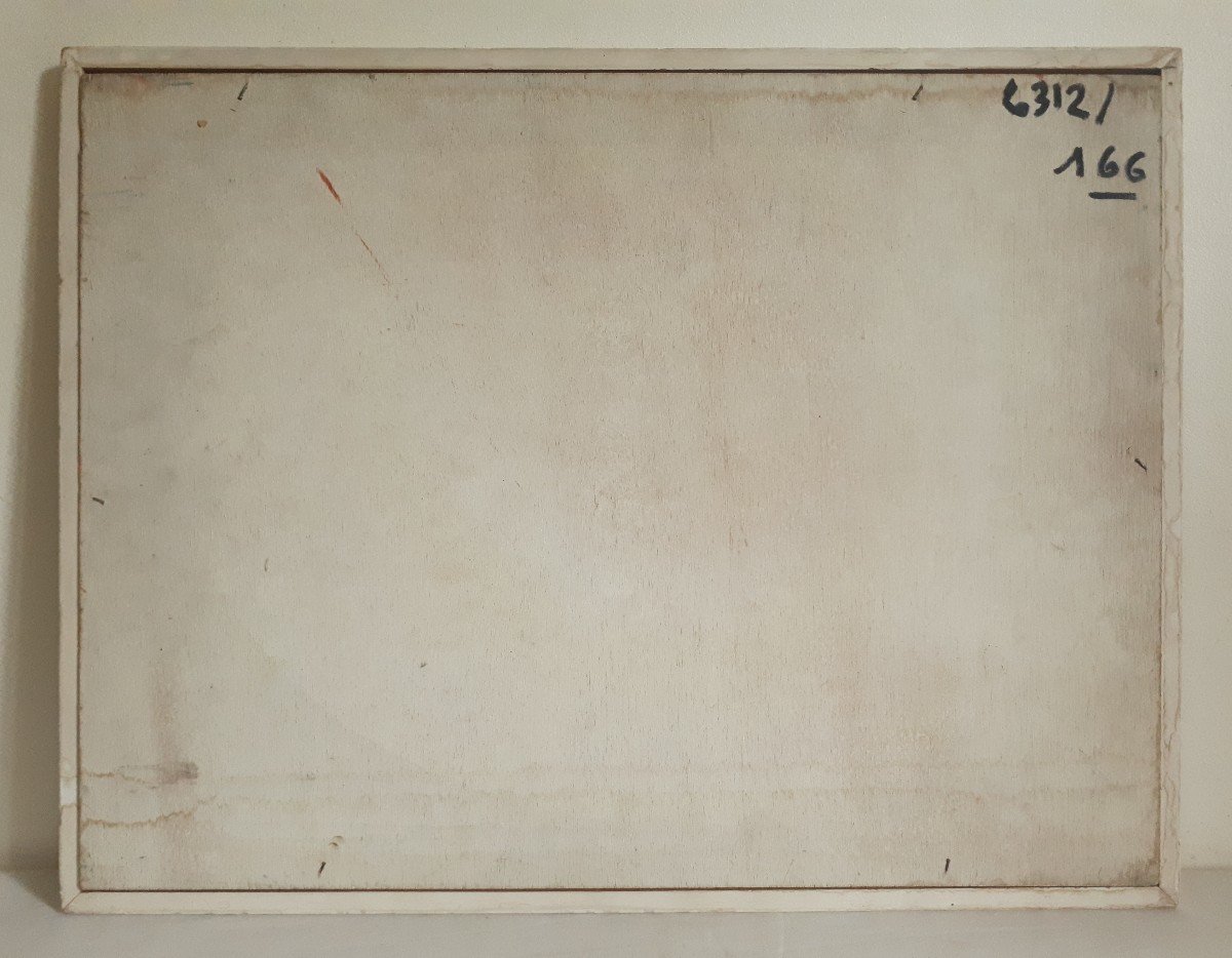 Oil On Wood Abstract Composition B.h. 1972-photo-7