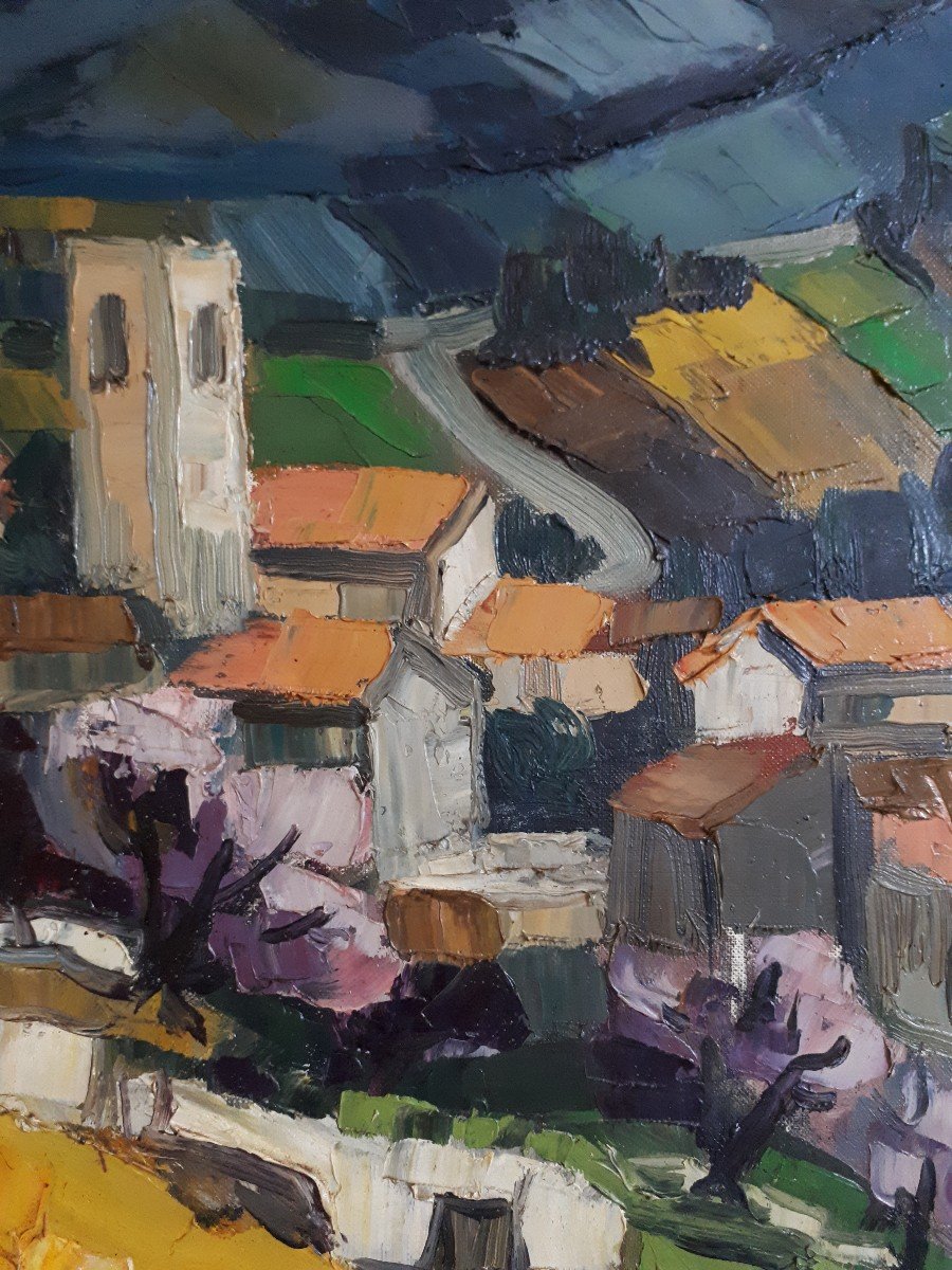 Jean Triolet (born In 1939) Provençal Landscape Oil On Canvas-photo-1
