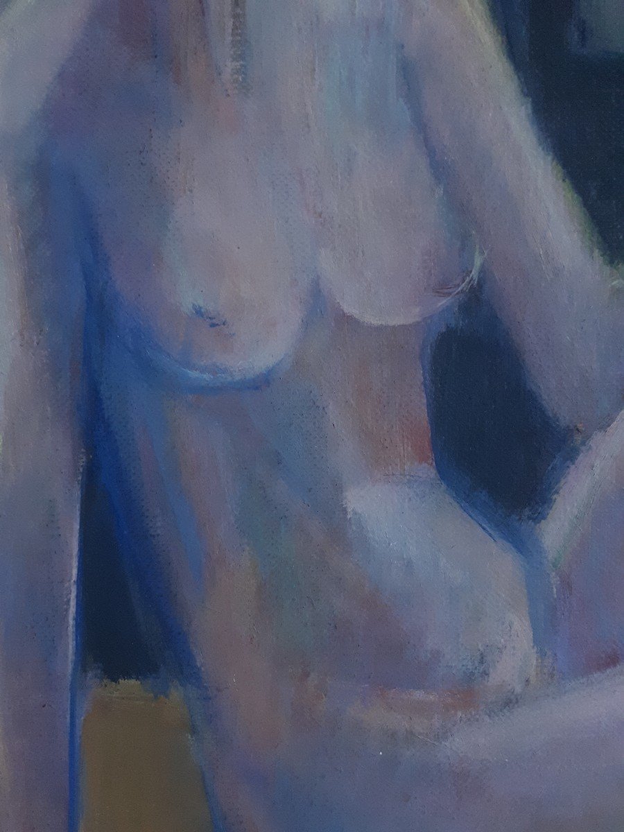 Amy Torrilhon (born In 1925) Painters' Workshop Female Nude Oil On Canvas Cubism-photo-1