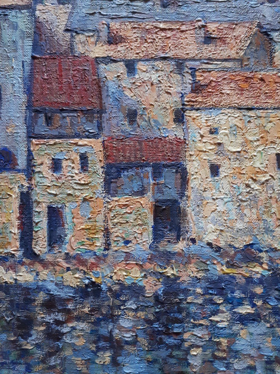 CAVALIERI vue de Saint Florent Corse huile sur toile marine-photo-5