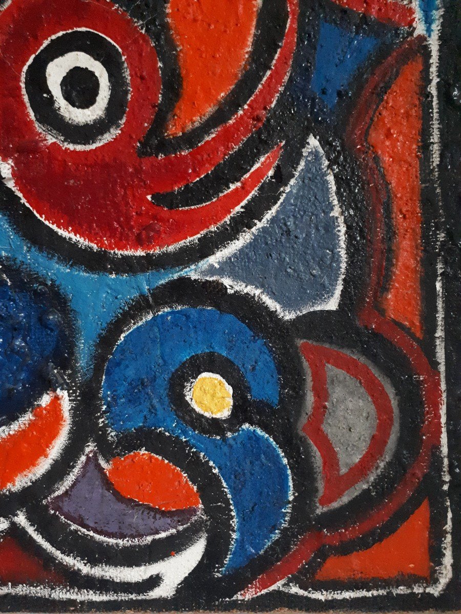 Norbert Palmade (1928-2019) Oil On Canvas Abstract Composition Art Brut-photo-4