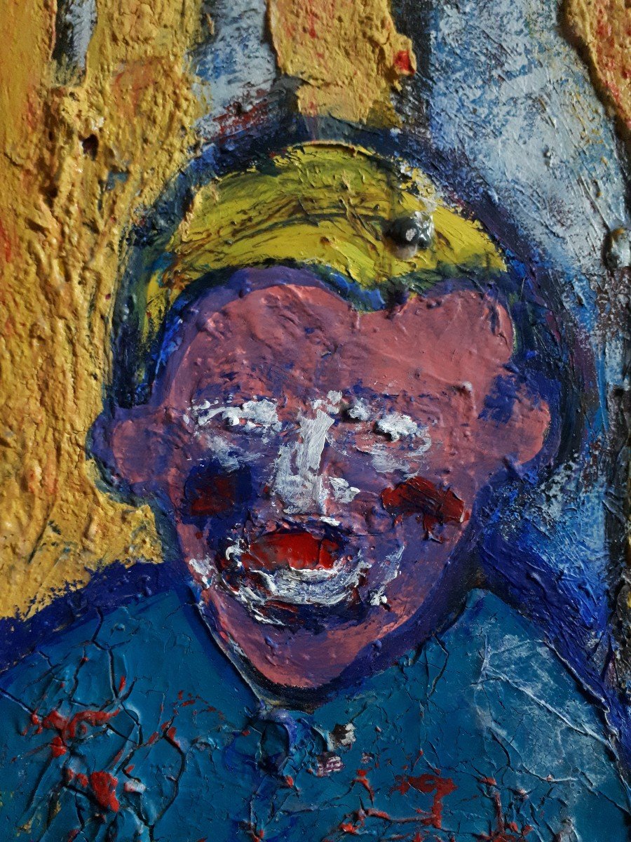 Painting Oil On Canvas Painter At His Easel Art Brut-photo-2