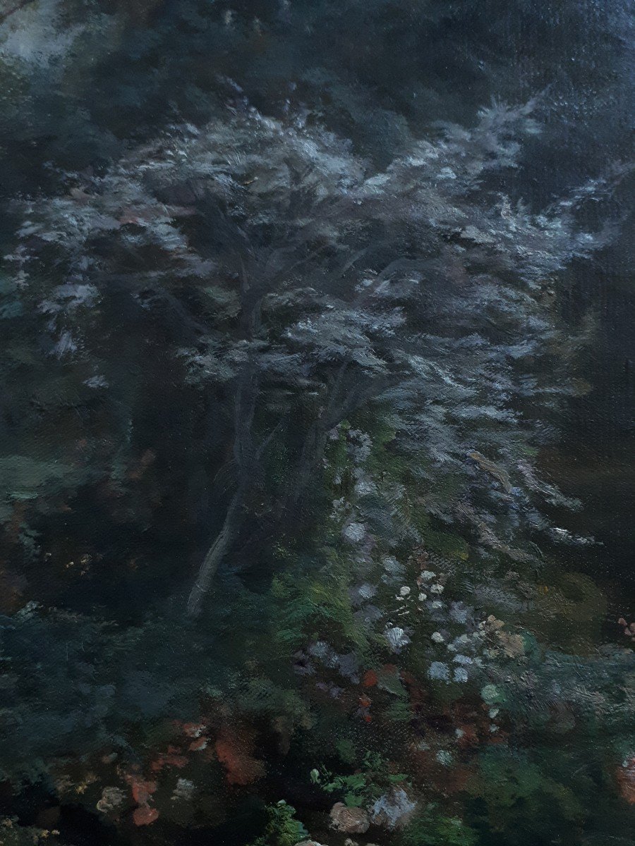 Henry-arthur Bonnefoy (1839-1917) Oil On Canvas Animated River Landscape 19th Century-photo-4