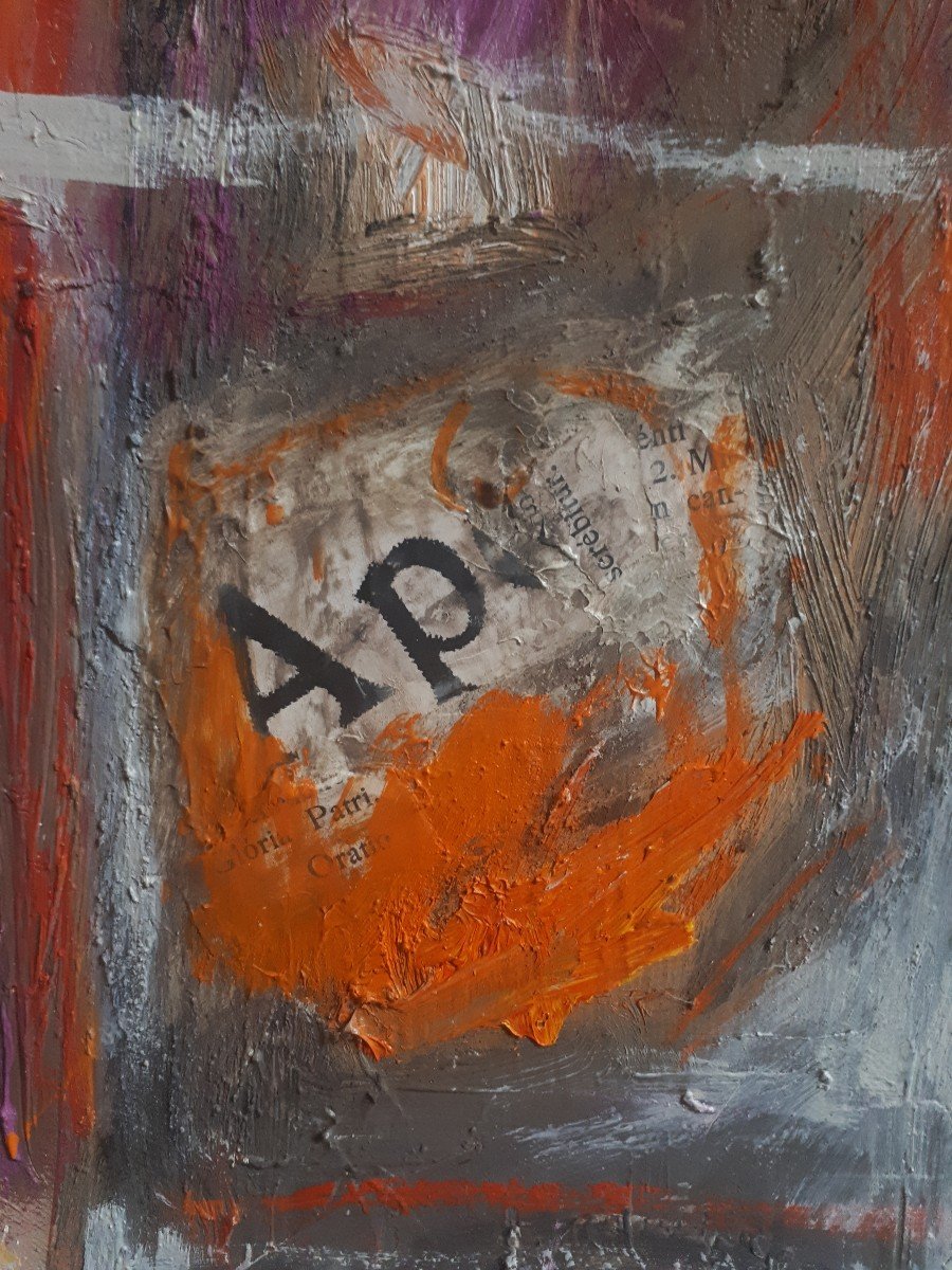 Charbel Matta Oil On Canvas Abstract Composition-photo-6