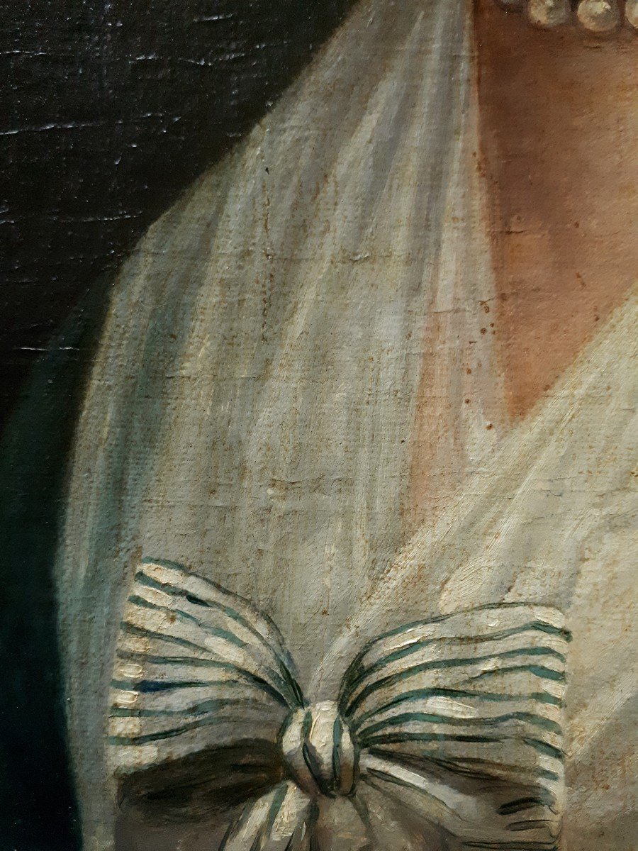 Portrait Of A Lady From The 18th Century, Oil On Panel-photo-6