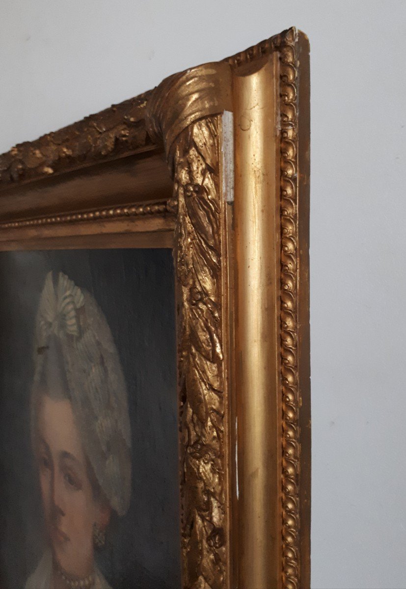 Portrait Of A Lady From The 18th Century, Oil On Panel-photo-7