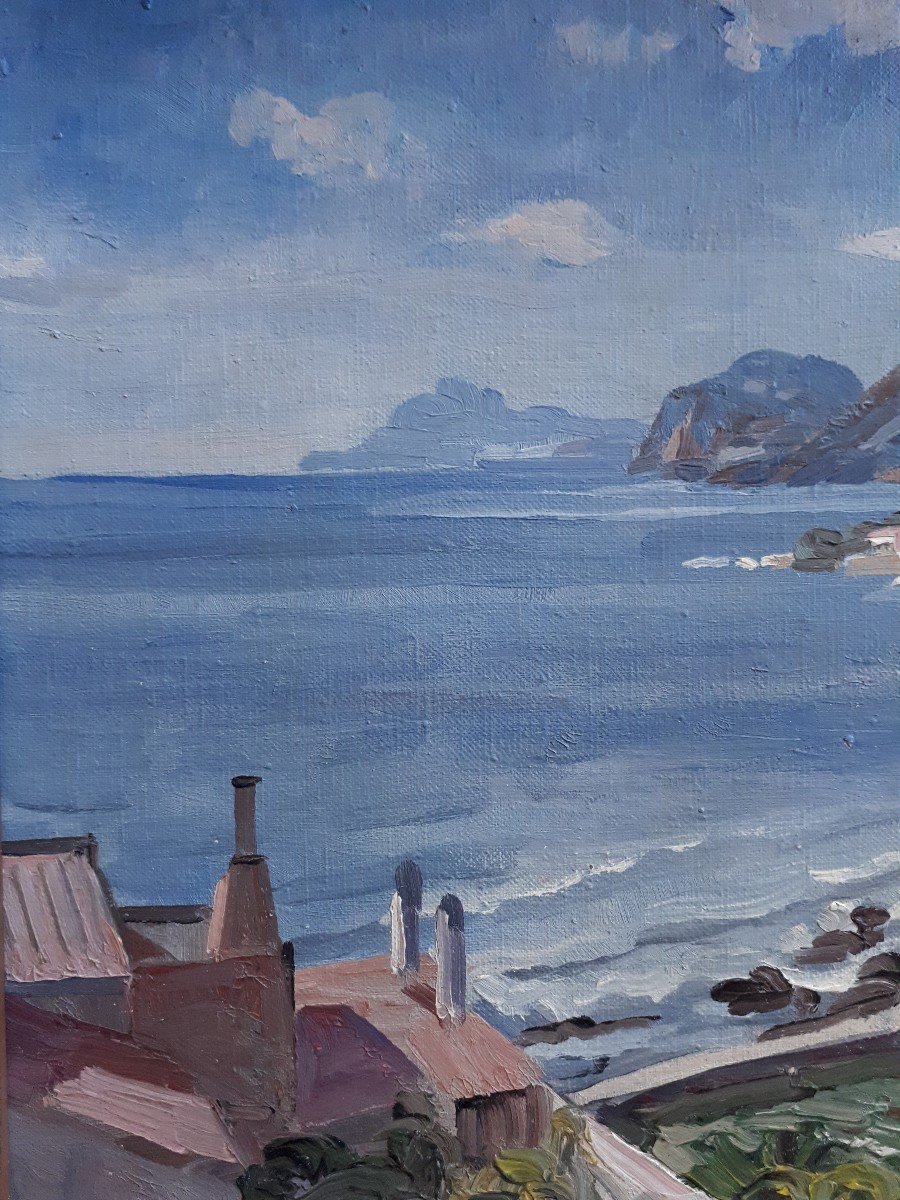 François Baboulet (1914-2010) The Var Coast - Seascape - Oil On Canvas-photo-3