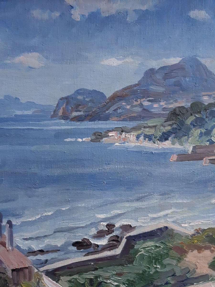 François Baboulet (1914-2010) The Var Coast - Seascape - Oil On Canvas-photo-4