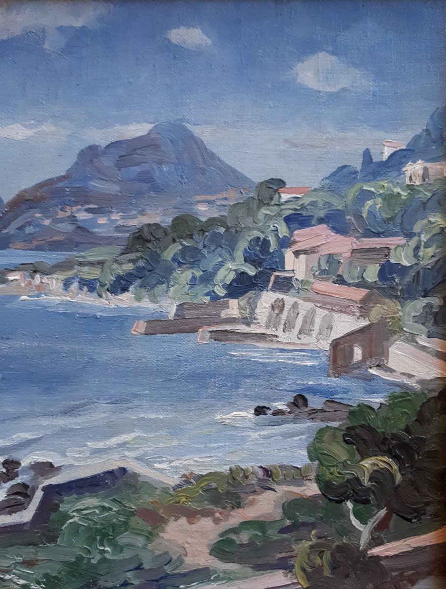 François Baboulet (1914-2010) The Var Coast - Seascape - Oil On Canvas-photo-1