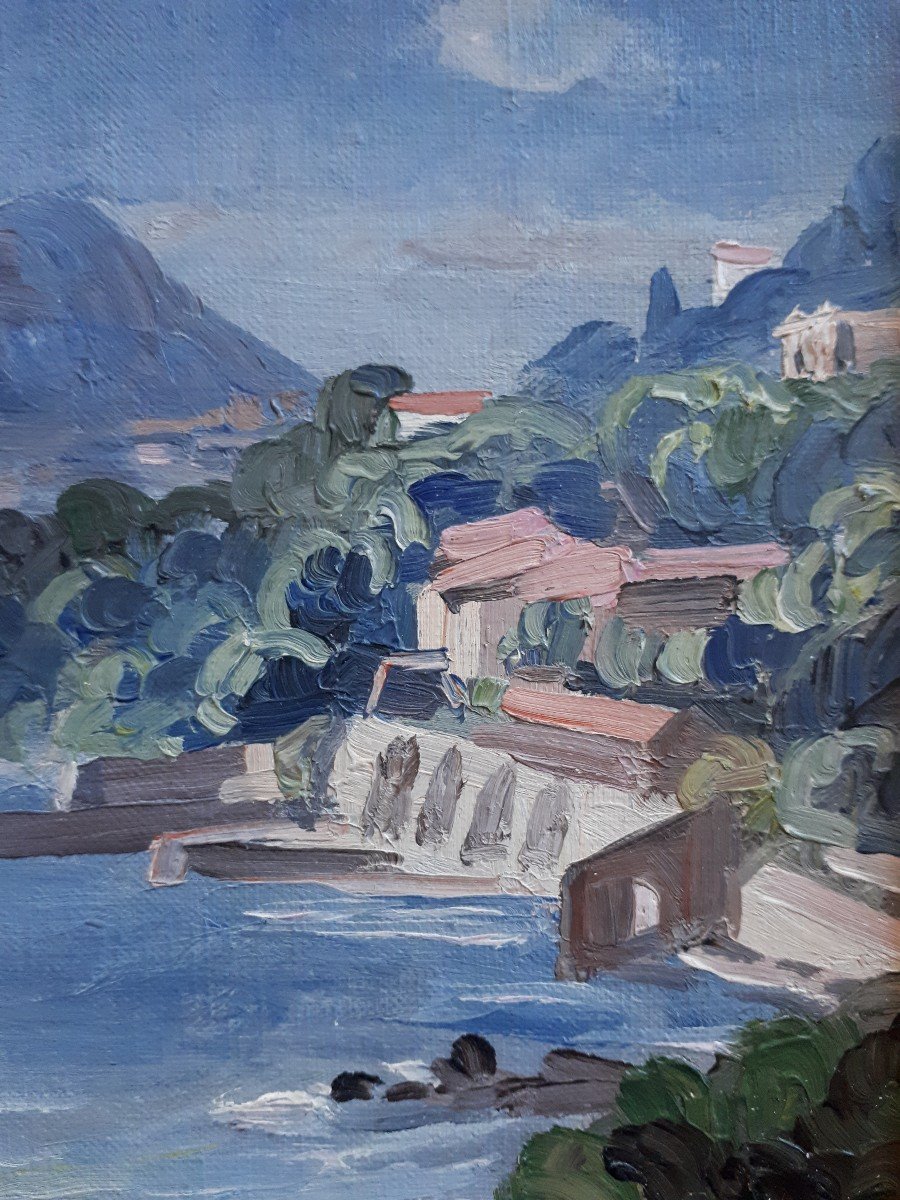 François Baboulet (1914-2010) The Var Coast - Seascape - Oil On Canvas-photo-4