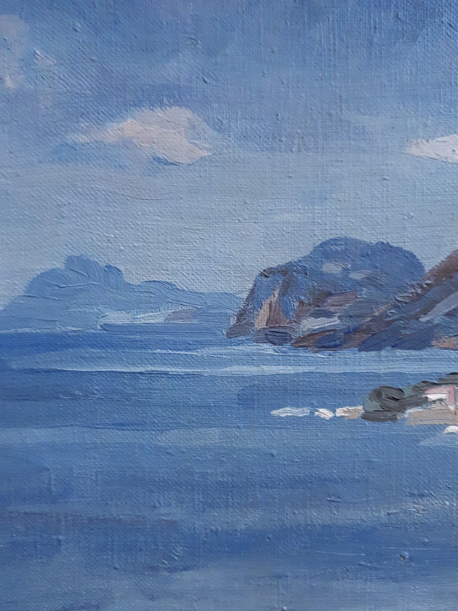 François Baboulet (1914-2010) The Var Coast - Seascape - Oil On Canvas-photo-6