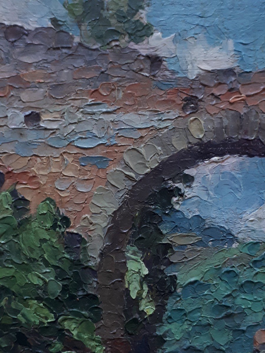 Le Pont du Diable à Thueyts Ardèche huile sur panneau J. Vermette 1936-photo-5