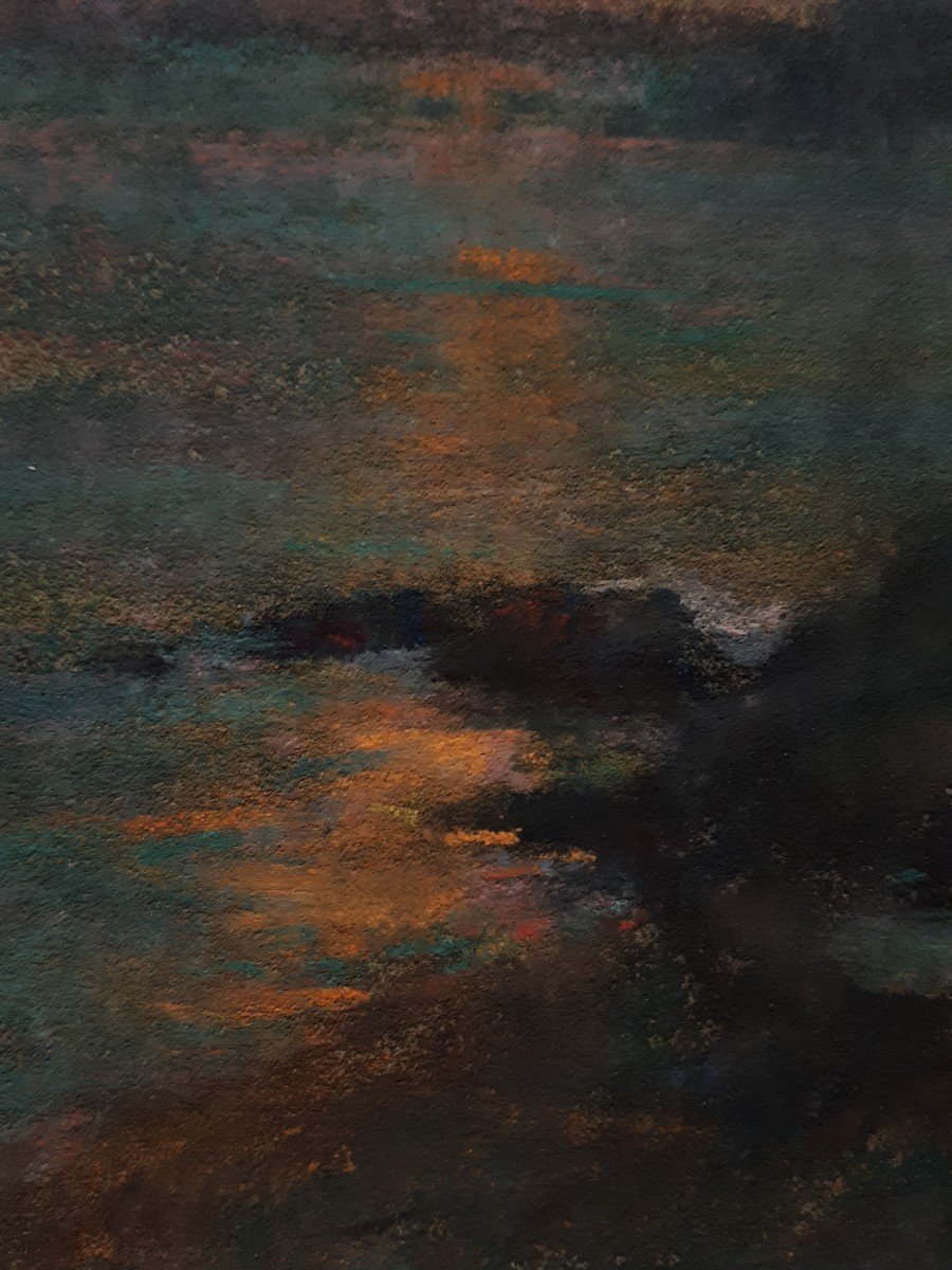 Michel Fronti (1862-1936) Pastel Marseille Château d'If And Frioul Archipelago At Dusk-photo-5