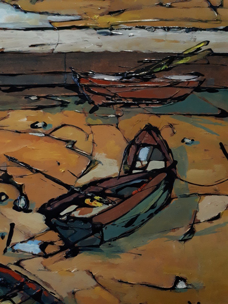 Pierre Catton (born In 1903) Oil On Panel Seascape Seaside Brittany Normandy-photo-2