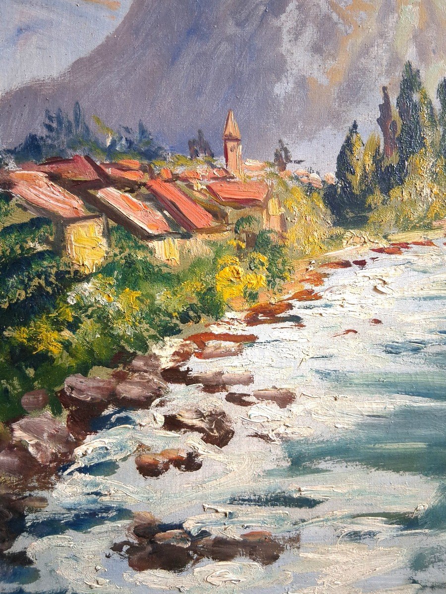 Huile sur toile paysage de montagne rivière torrent Alexandre Altmann-photo-2