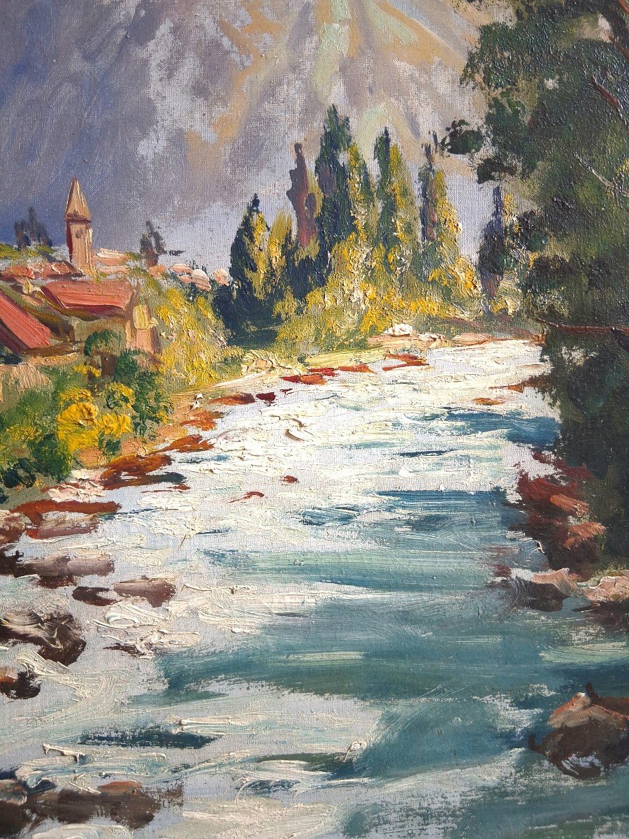 Huile sur toile paysage de montagne rivière torrent Alexandre Altmann-photo-3